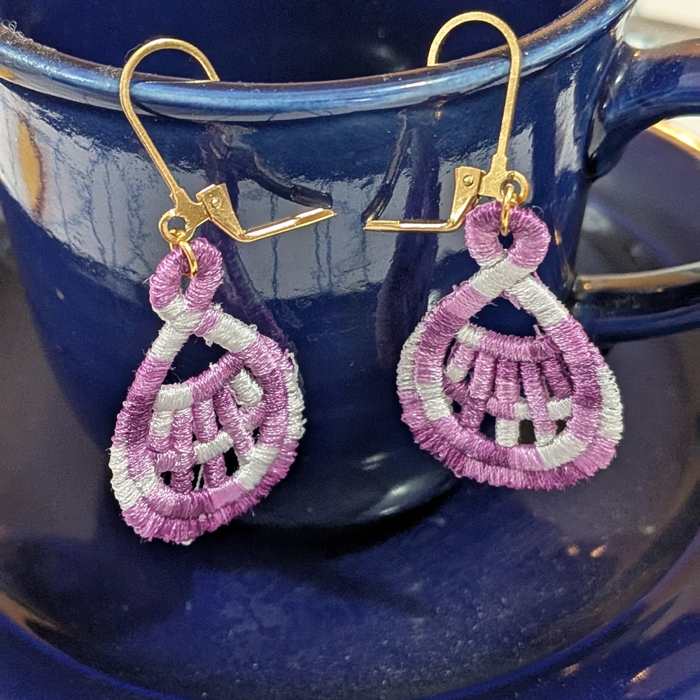 Elegant Purple and Silver Teardrop Earrings